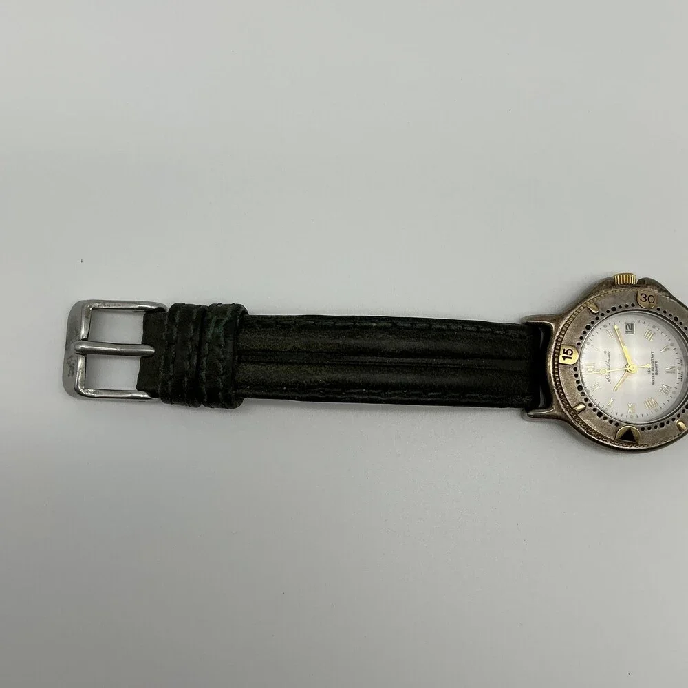 Vintage Eddie Bauer V102 Womens Watch 28mm White Dial Green Leather New Battery